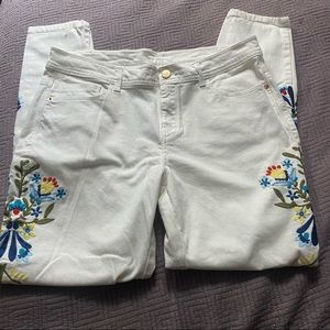 White Embroidered Pants